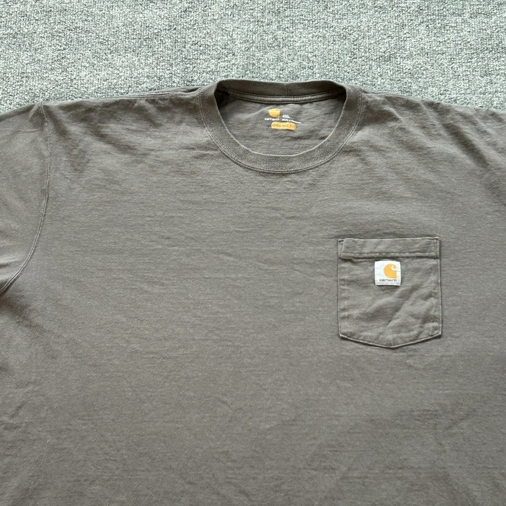 Carhartt Shirt Mens 4XL Grey Original Fit Heavyweight Cotton Pocket‎ T-shirt Big - Picture 7 of 8